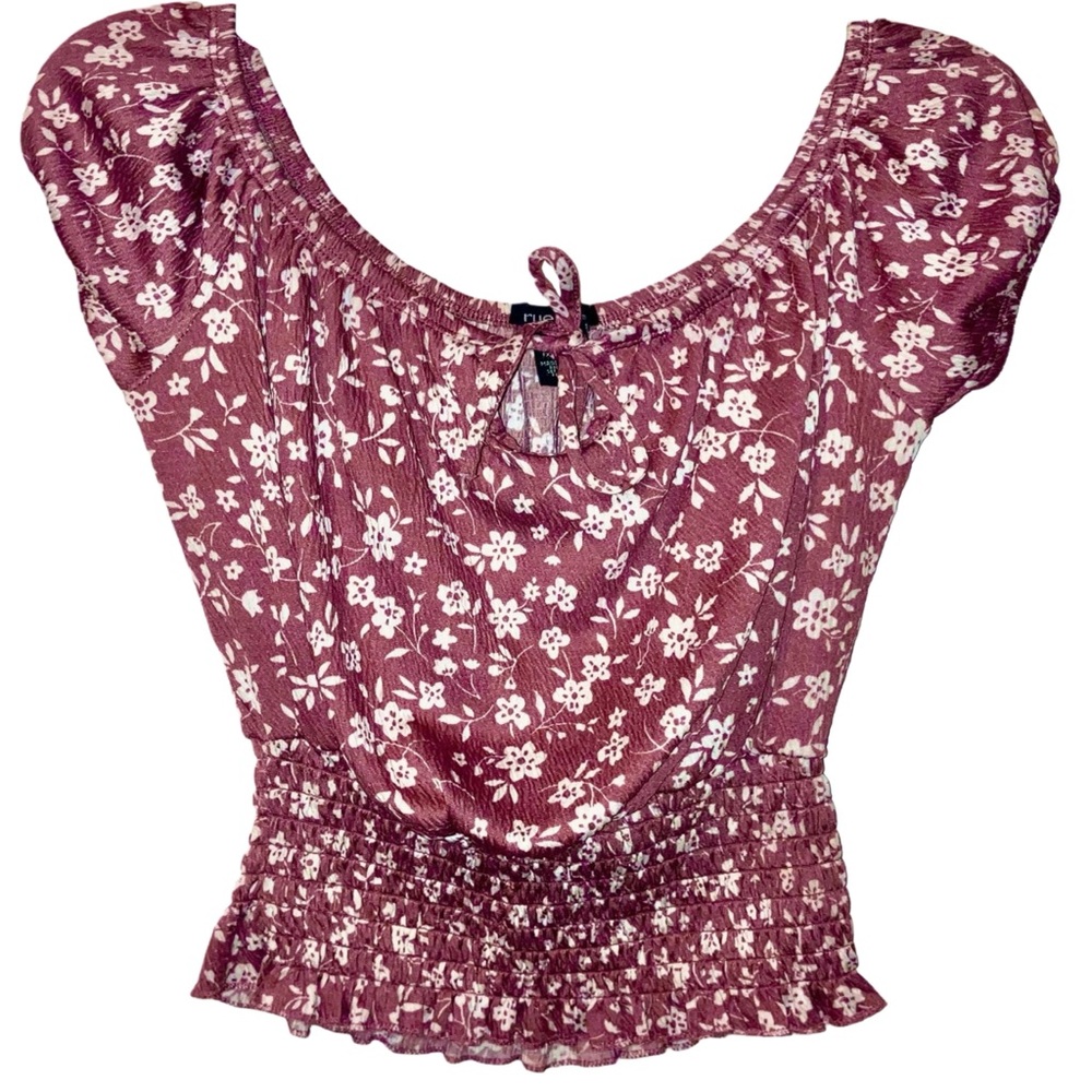 Women’s Mauve and white floral crop top. Size small